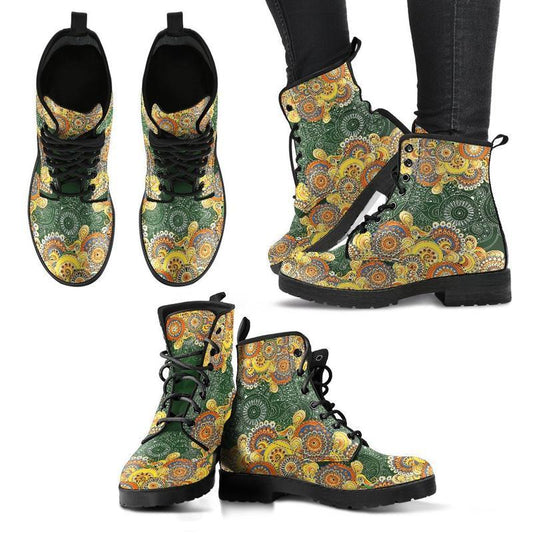 Leather Boots - Henna Floral