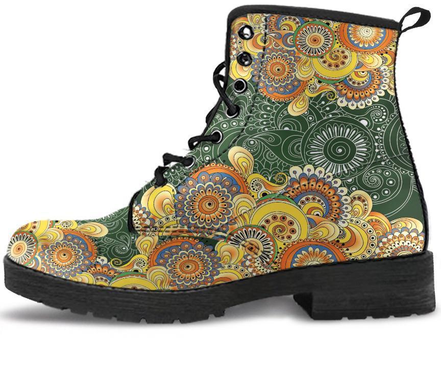 Leather Boots - Henna Floral