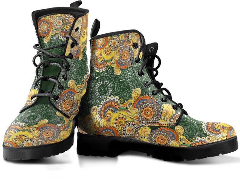 Leather Boots - Henna Floral