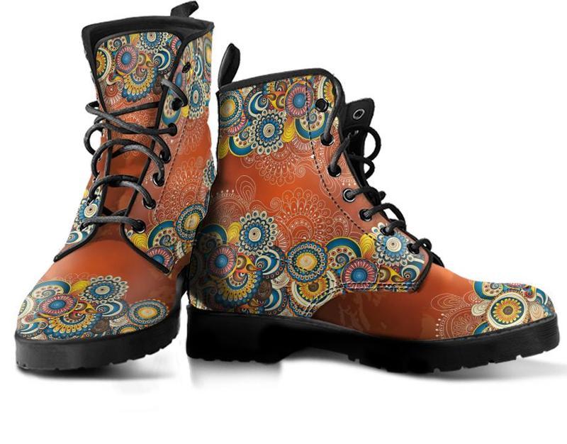 Leather Boots - Henna Mandala