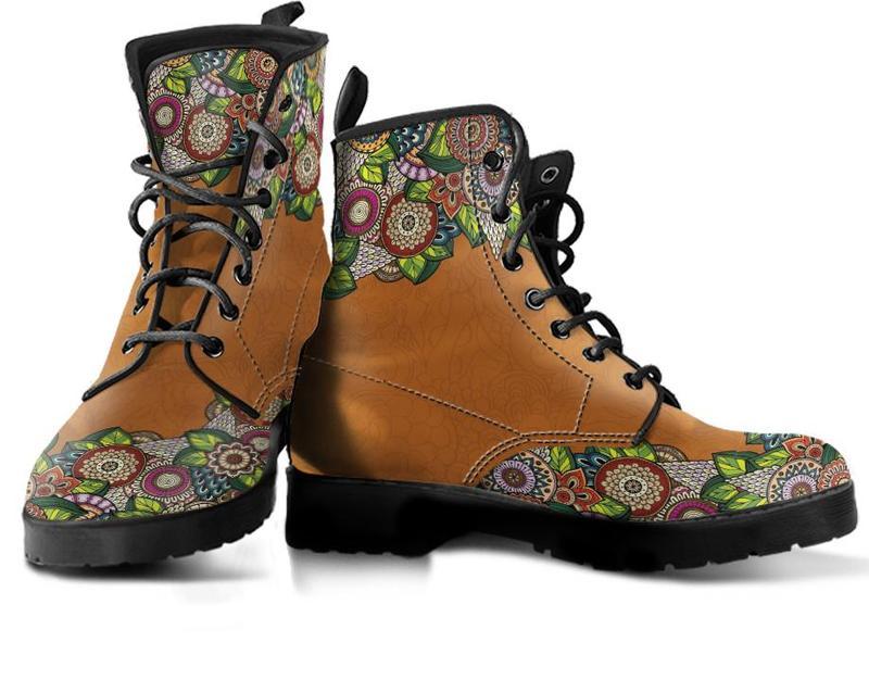 Leather Boots - Henna Mandala Brown