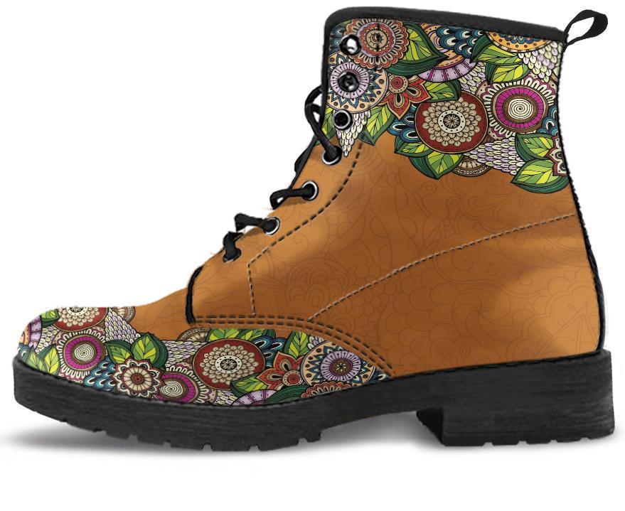 Leather Boots - Henna Mandala Brown