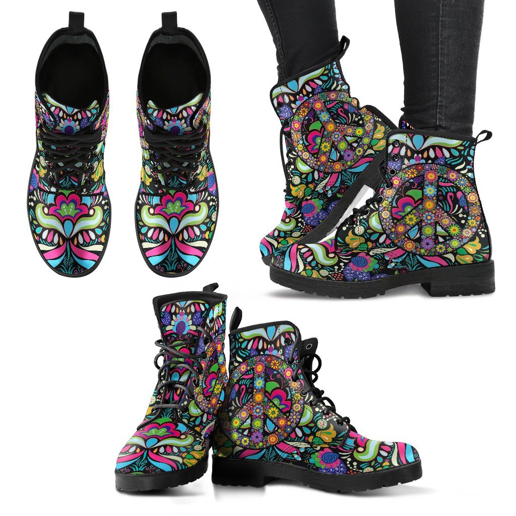 Leather Boots - Hippie Peace