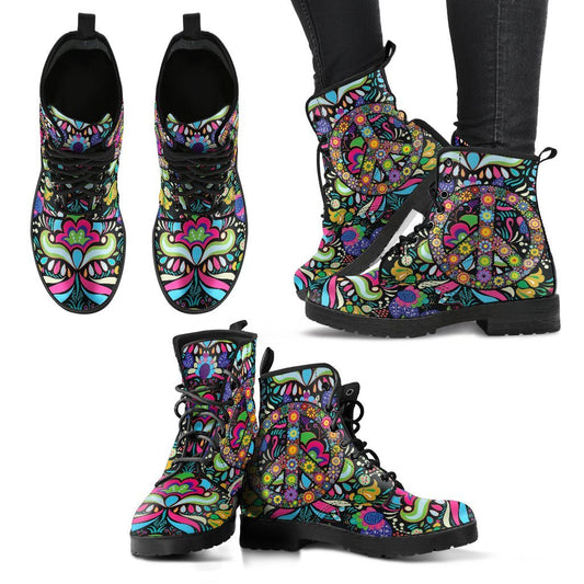 Leather Boots - Hippie Peace