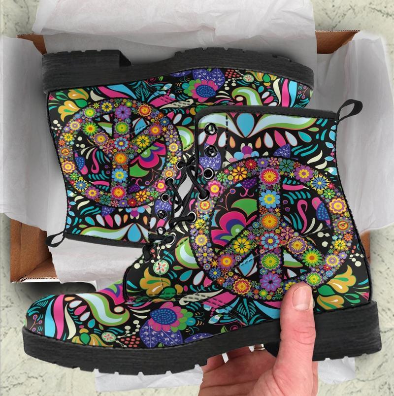Leather Boots - Hippie Peace