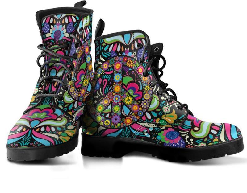 Leather Boots - Hippie Peace