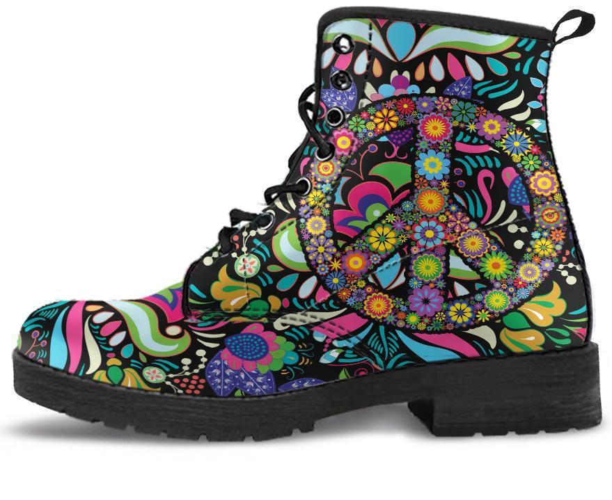 Leather Boots - Hippie Peace