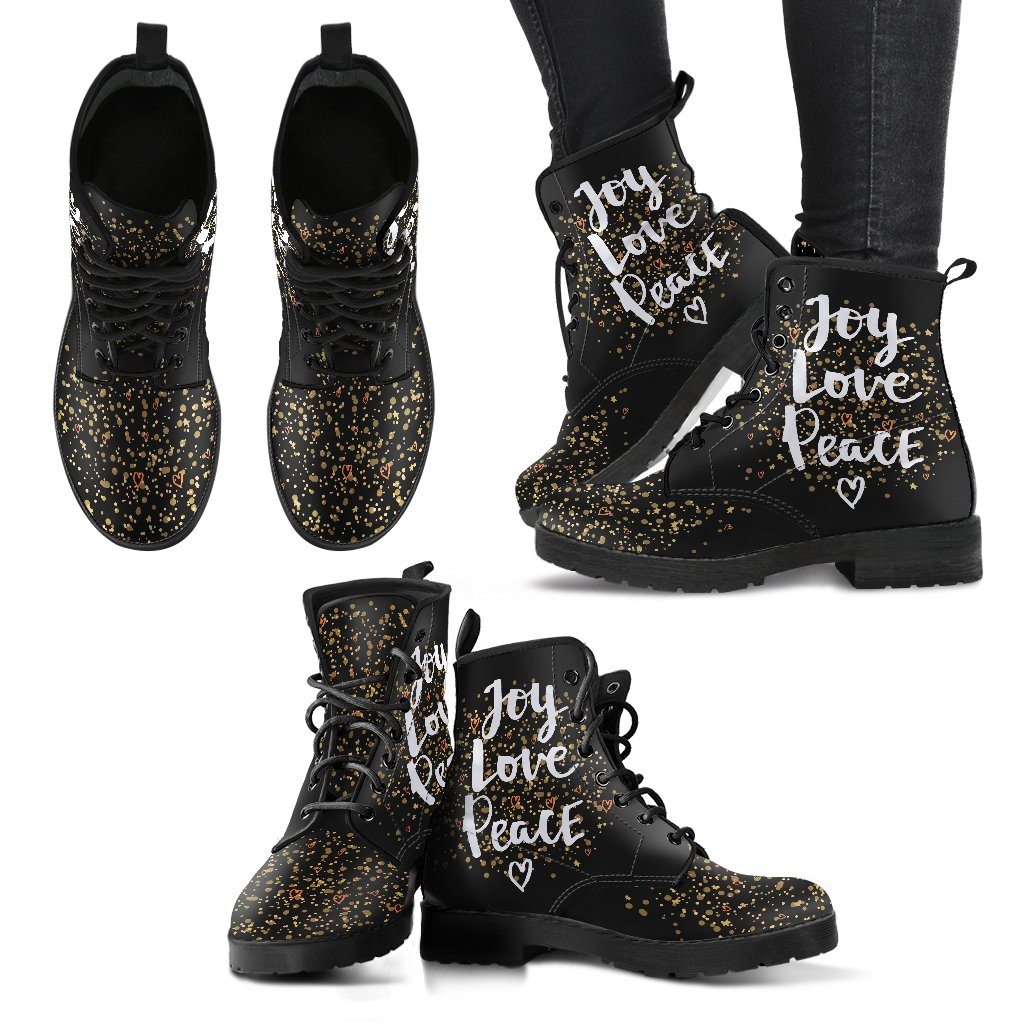 Leather Boots - Joy Love Peace