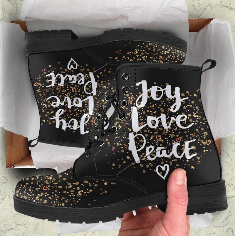 Leather Boots - Joy Love Peace