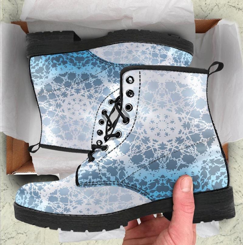 Leather Boots - Light Glowing Mandala