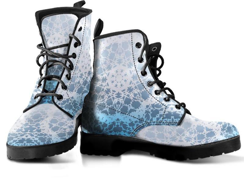 Leather Boots - Light Glowing Mandala