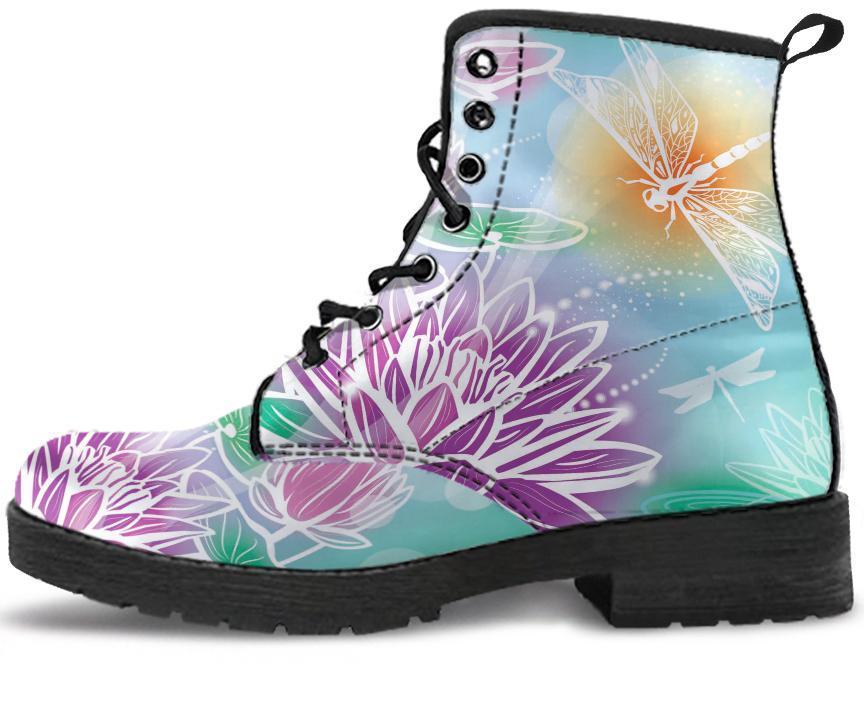 Leather Boots - Lotus Dragonfly