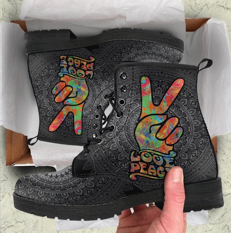 Leather Boots - Love And Peace