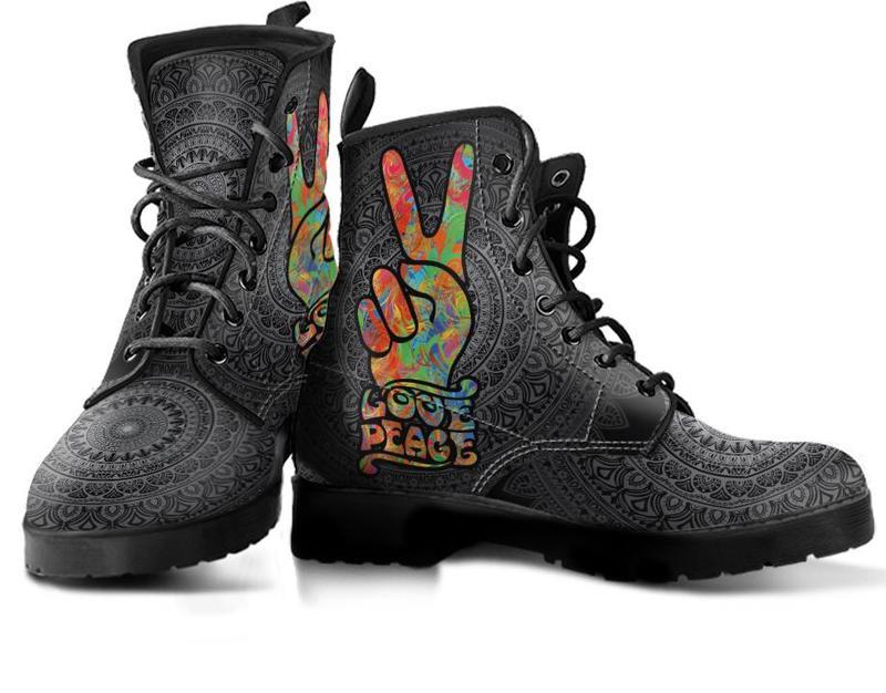 Leather Boots - Love And Peace