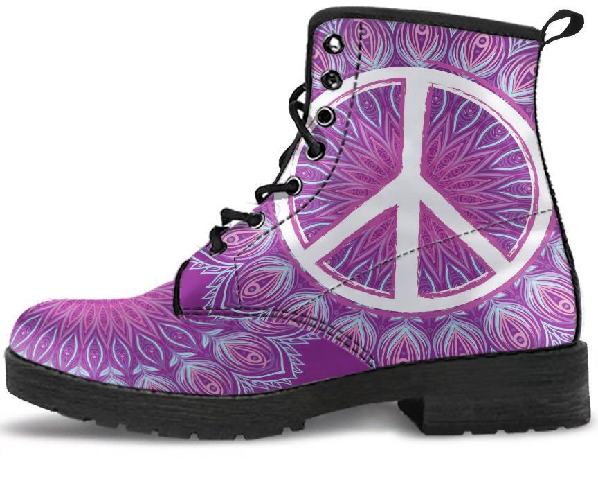 Leather Boots - Mandala And Peace