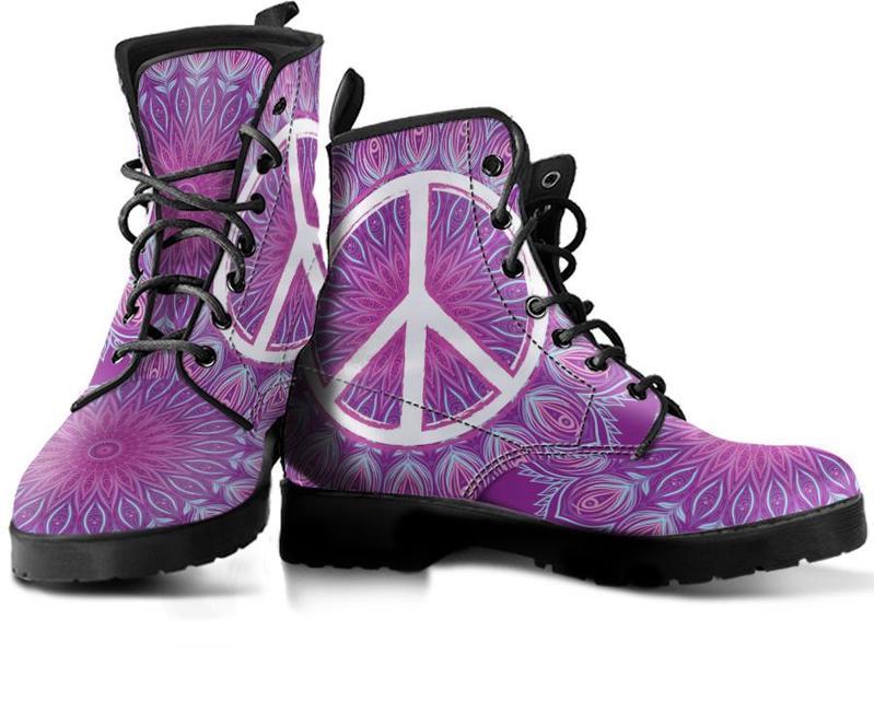 Leather Boots - Mandala And Peace