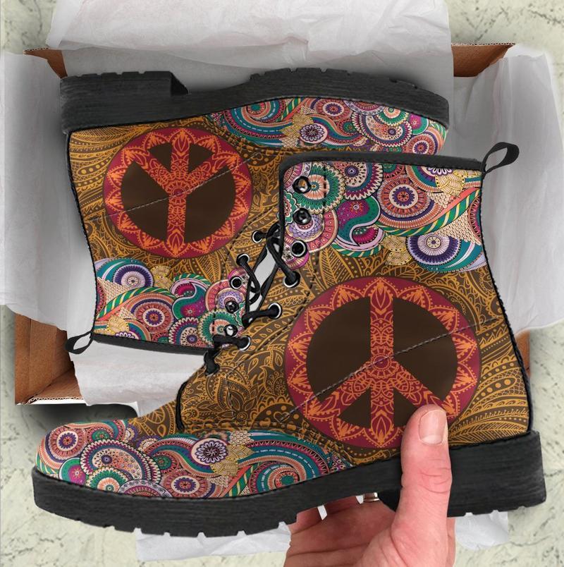 Leather Boots - Mandala For Peace