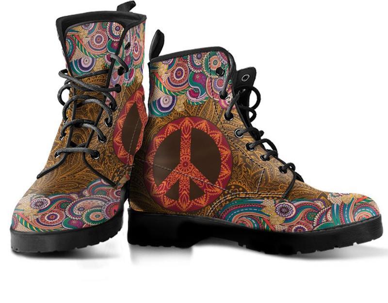 Leather Boots - Mandala For Peace
