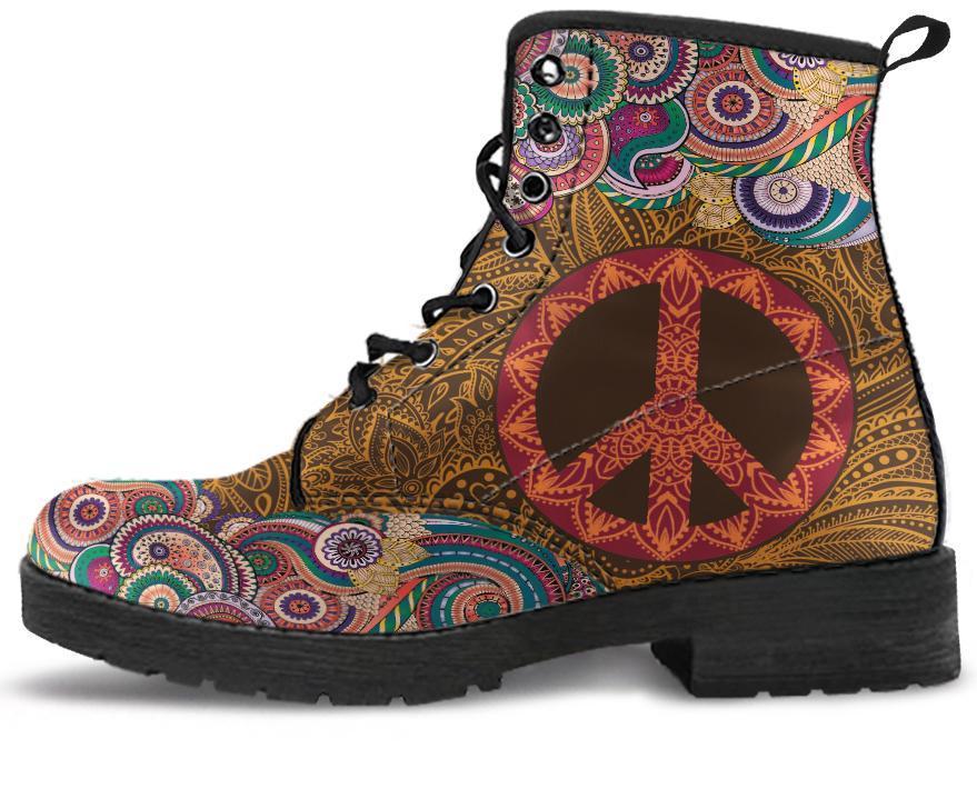 Leather Boots - Mandala For Peace