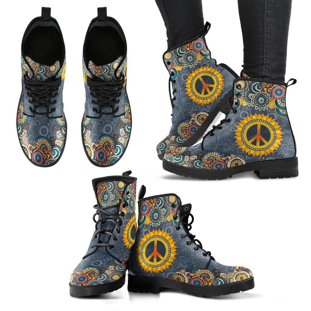 Leather Boots - Mandala Of Peace