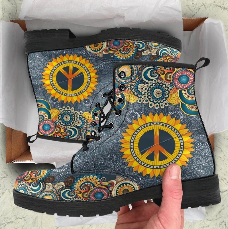 Leather Boots - Mandala Of Peace
