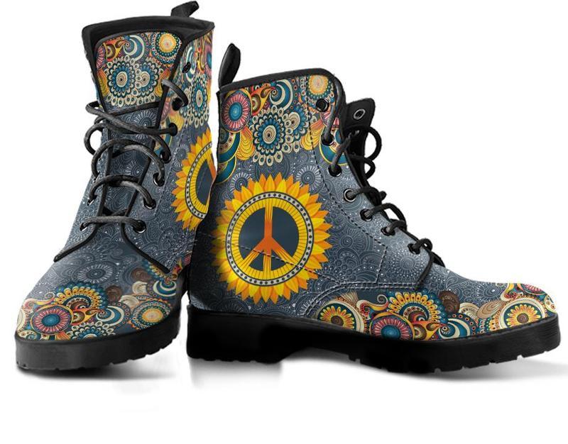 Leather Boots - Mandala Of Peace