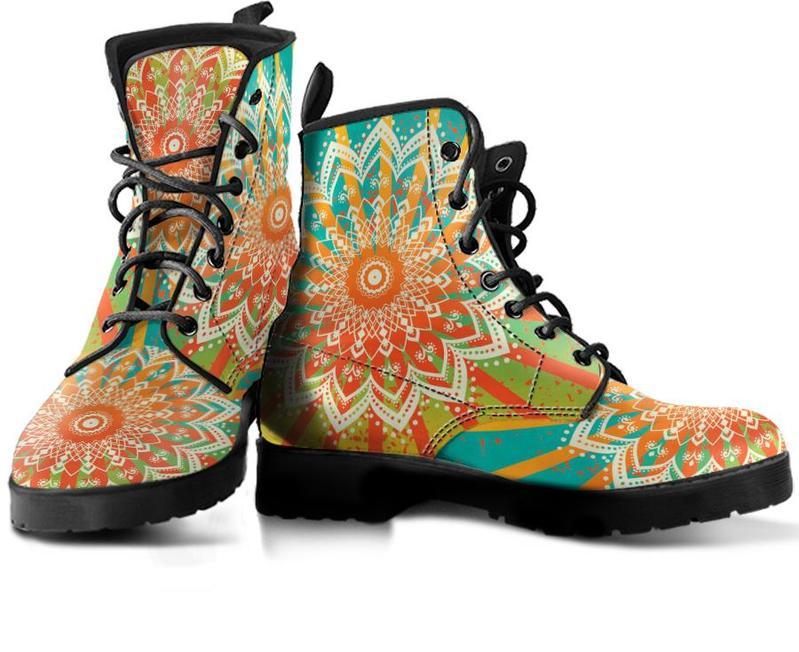 Leather Boots - Mandala Pattern