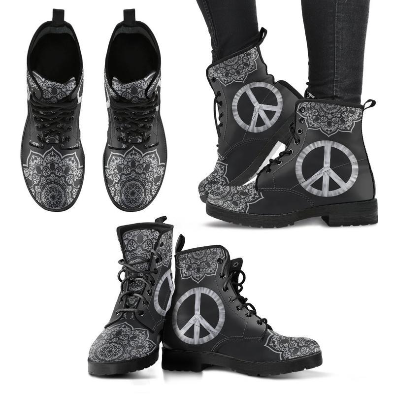 Leather Boots - Mandala Peace