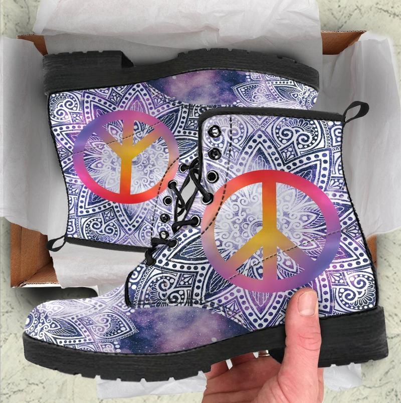 Leather Boots - Mandala Peace