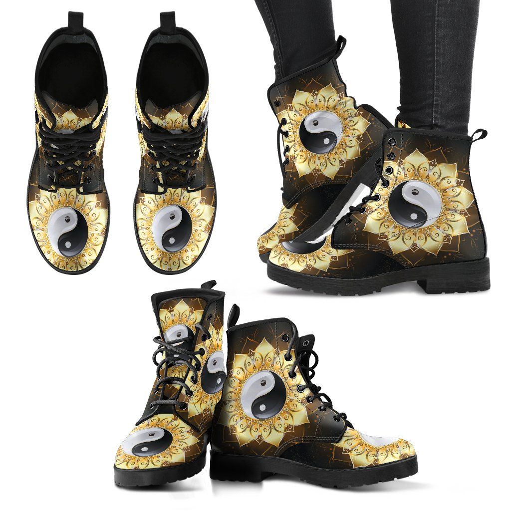 Leather Boots - Mandala YinYang