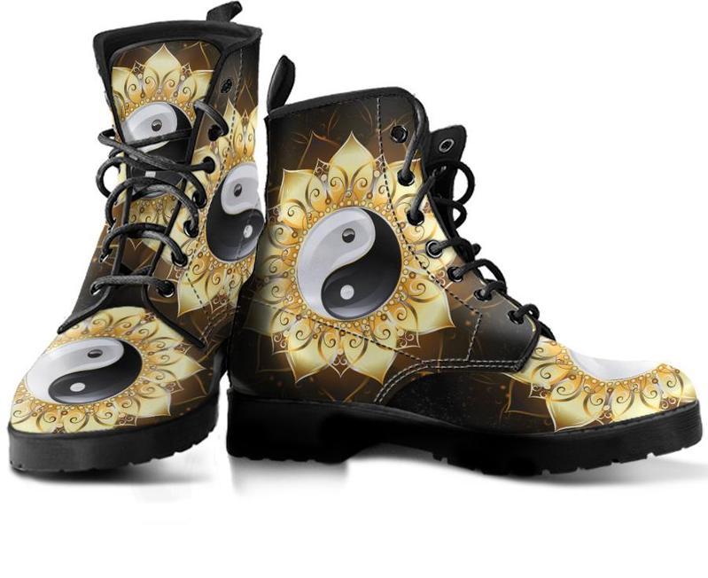 Leather Boots - Mandala YinYang