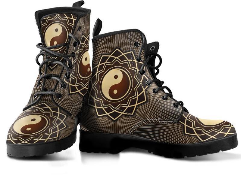 Leather Boots - Mandala YinYang