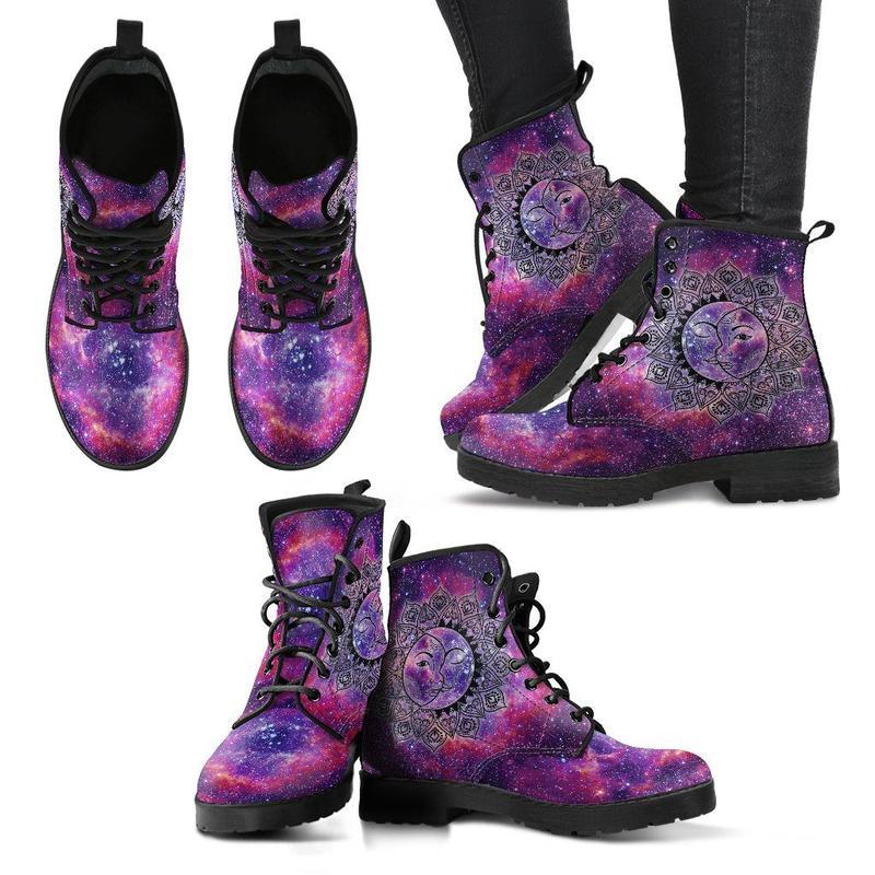 Leather Boots - Nebula Sun Moon
