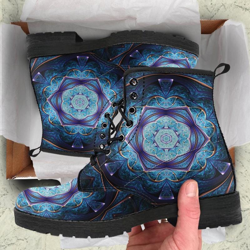 Leather Boots - Octagon Fractal Mandala