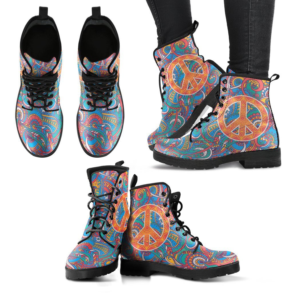 Leather Boots - Peace Henna