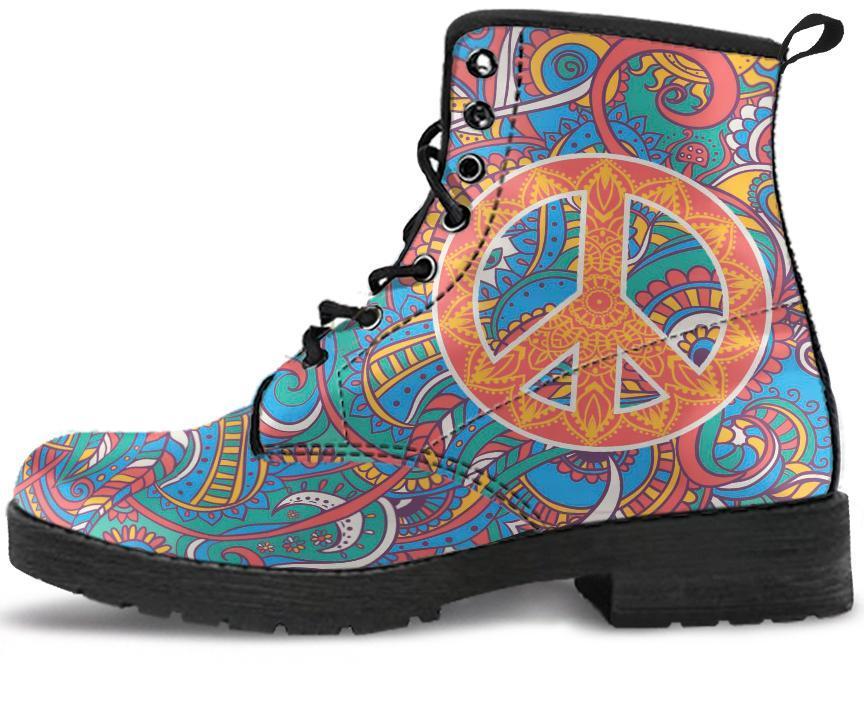 Leather Boots - Peace Henna