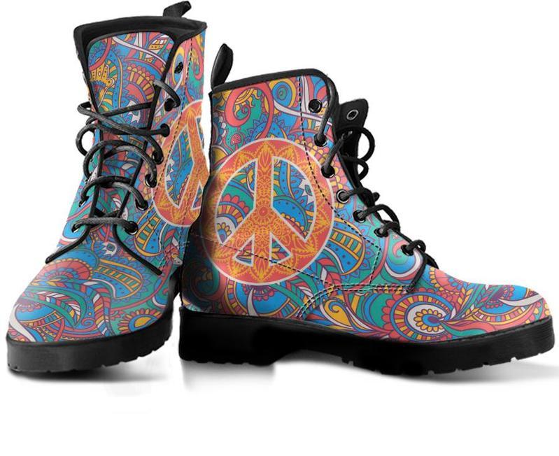 Leather Boots - Peace Henna