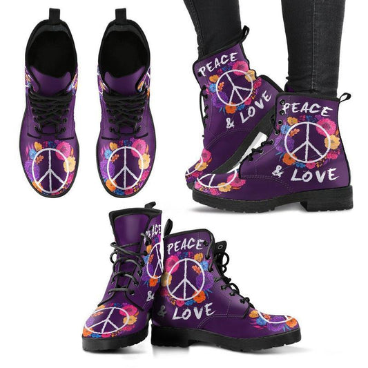 Leather Boots - Peace Love