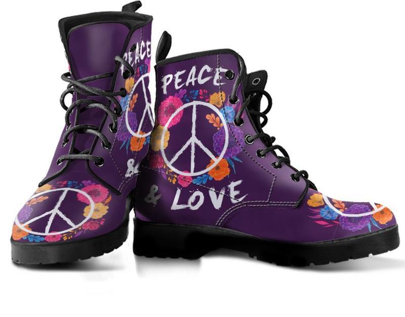 Leather Boots - Peace Love