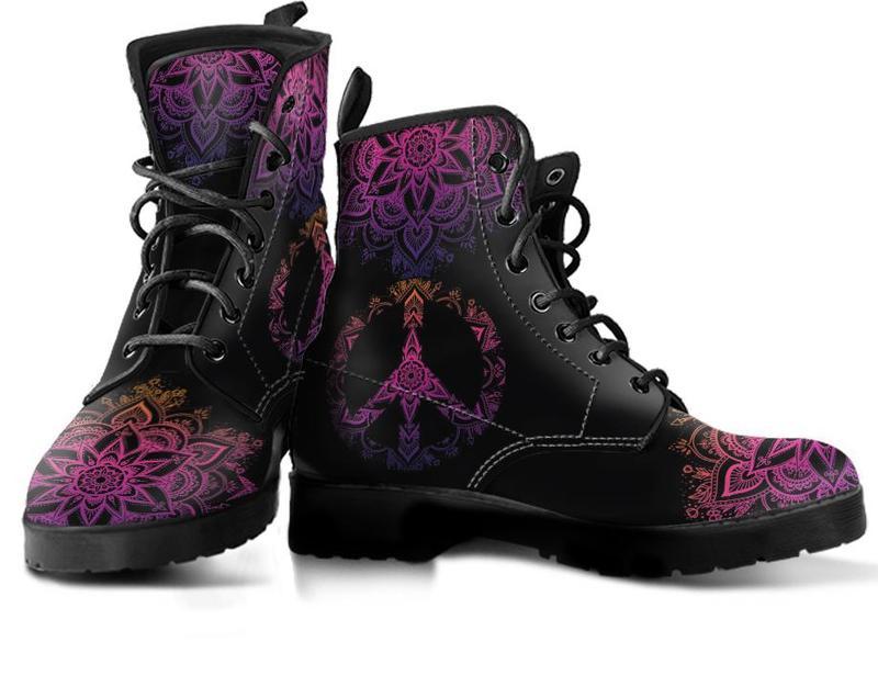 Leather Boots - Peace Mandala