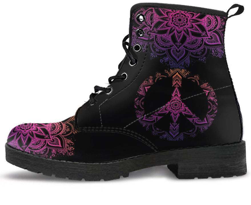 Leather Boots - Peace Mandala