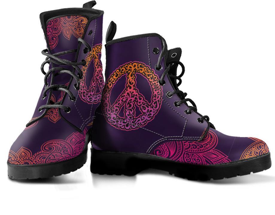 Leather Boots - Peace Sign