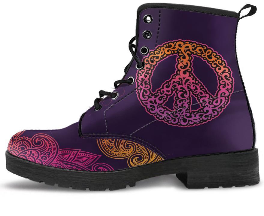 Leather Boots - Peace Sign