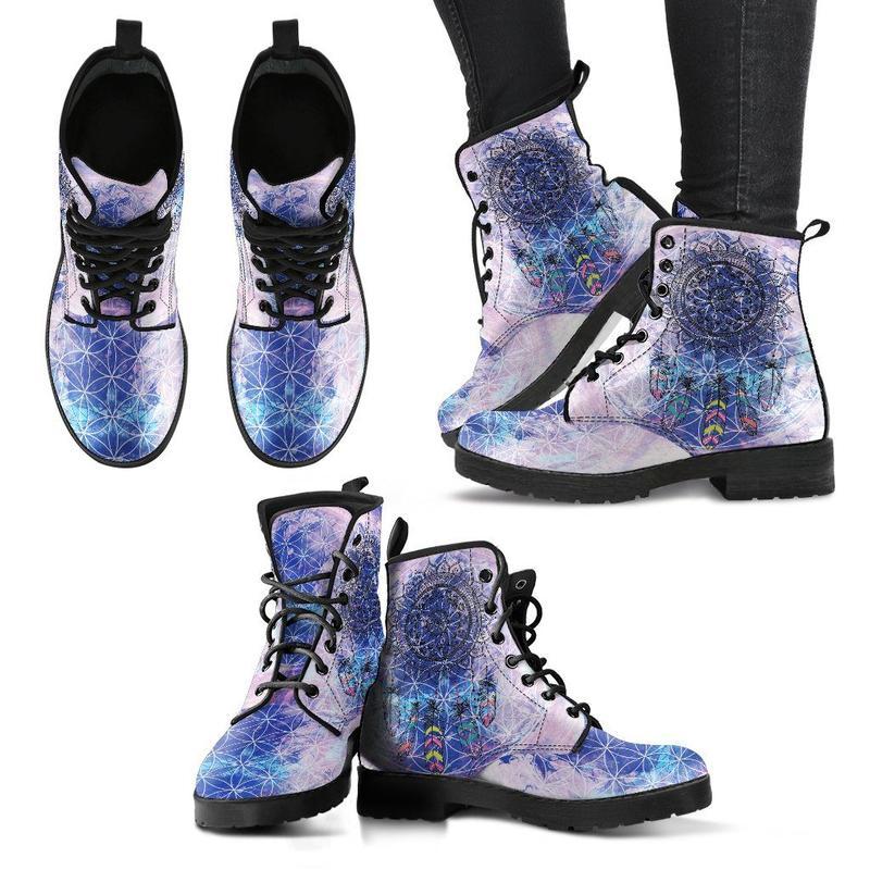 Leather Boots - Purple Chakra Dream Catcher