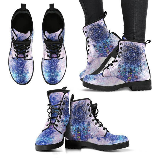Leather Boots - Purple Chakra Dream Catcher