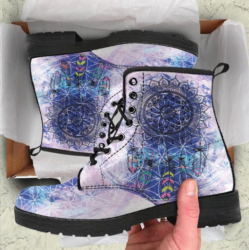 Leather Boots - Purple Chakra Dream Catcher