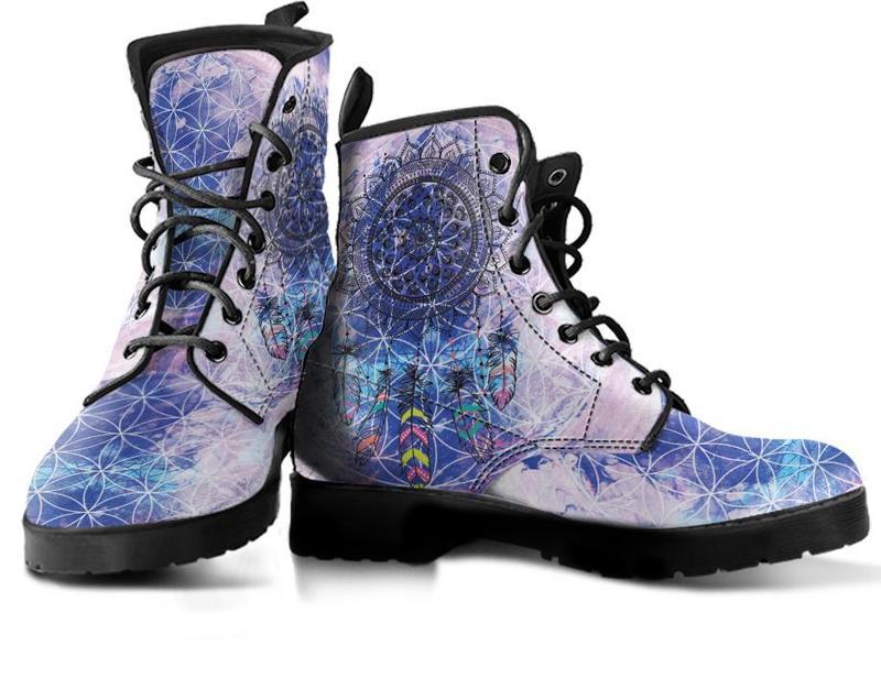 Leather Boots - Purple Chakra Dream Catcher