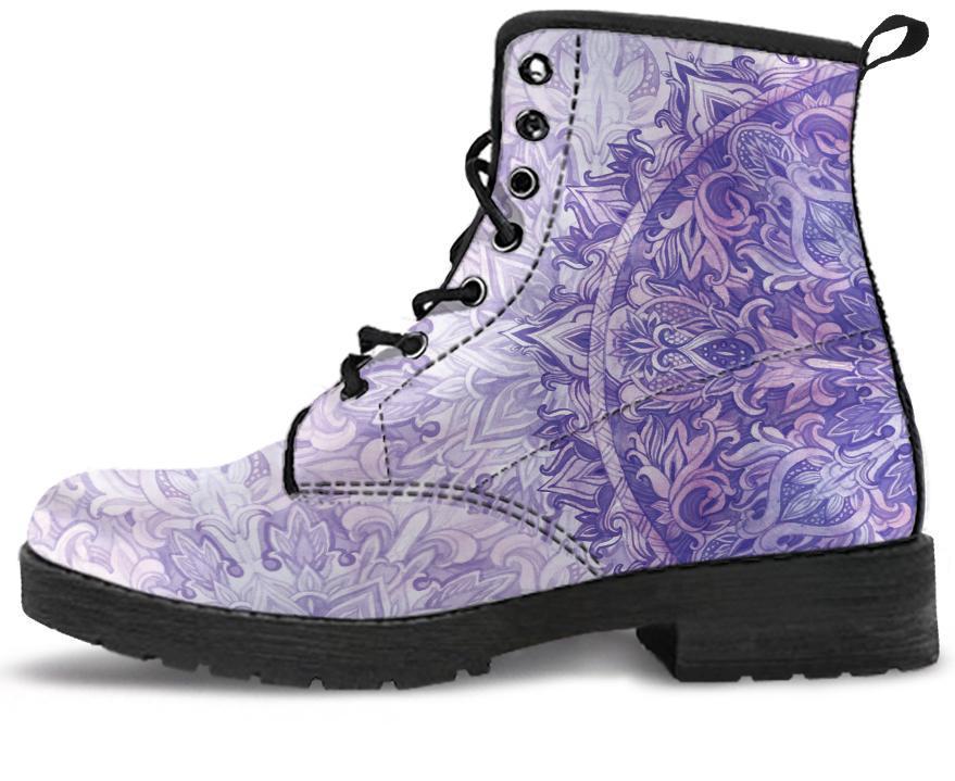 Leather Boots - Purple Mandala