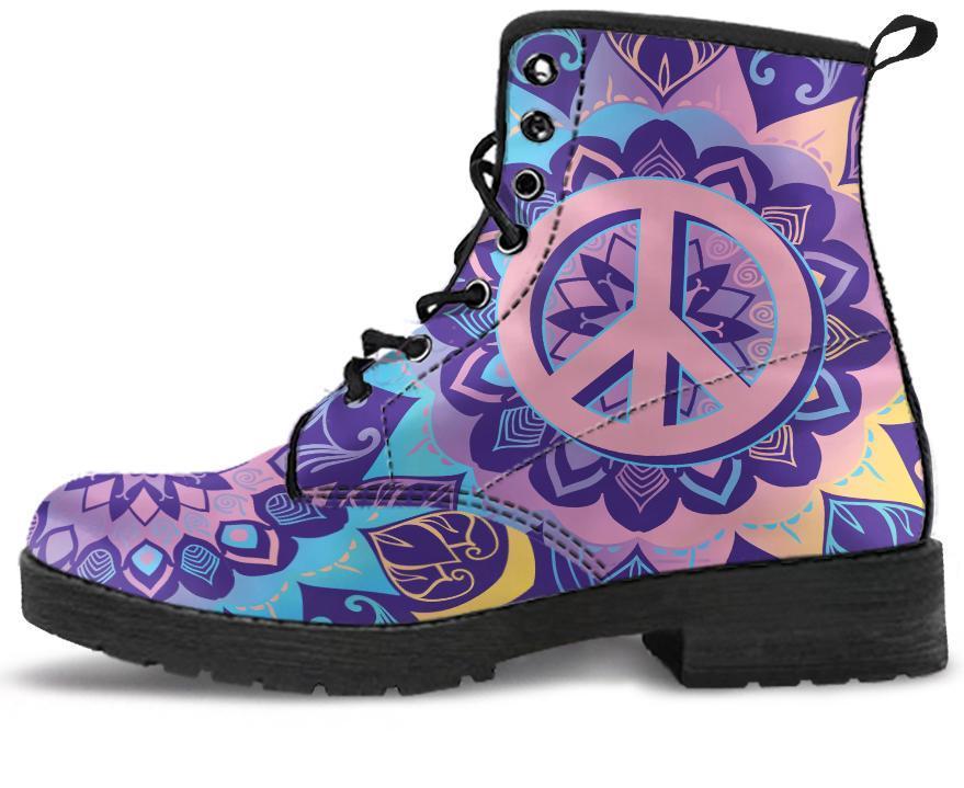 Leather Boots - Purple Peace Mandala
