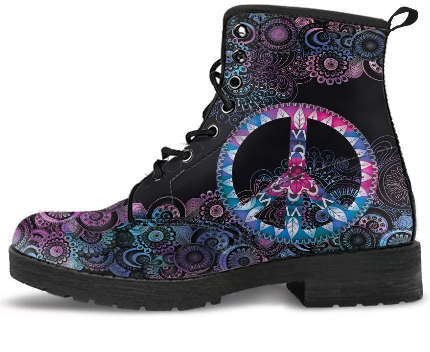 Leather Boots - Purple Peace Mandala